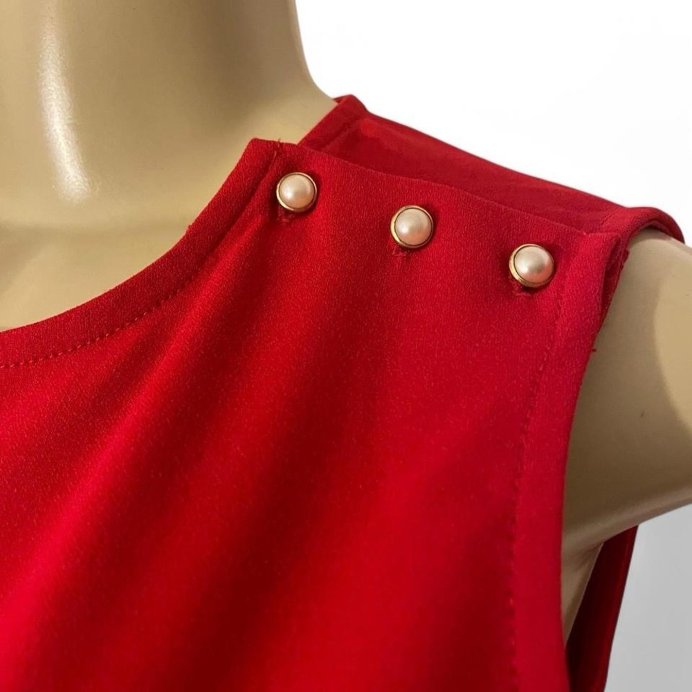 Ann Taylor Red Sleeveless Peplum Blouse - Picture 2 of 4